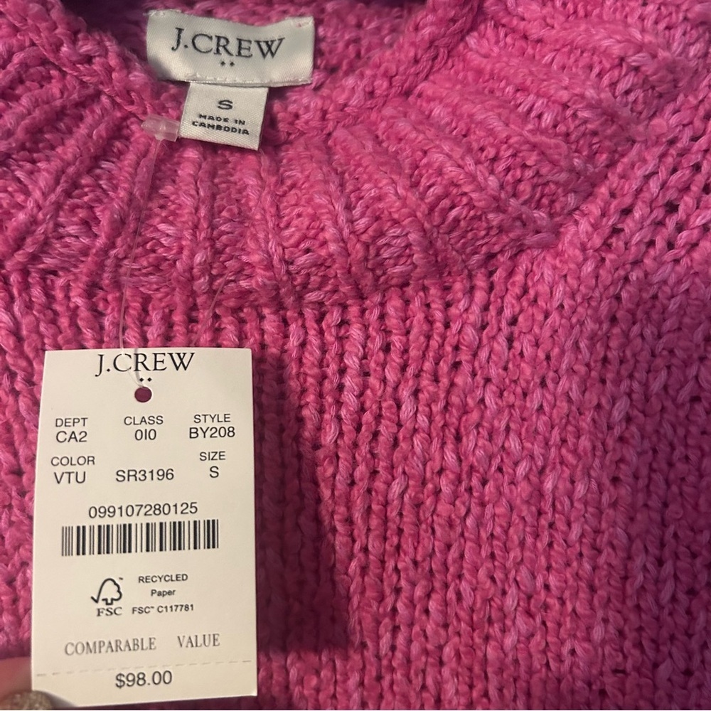 J. Crew Pink Women's Rollneck Sweater, NWT w/ Flaw (Easy Fix Stitch on the Seam) - Picture 2 of 6